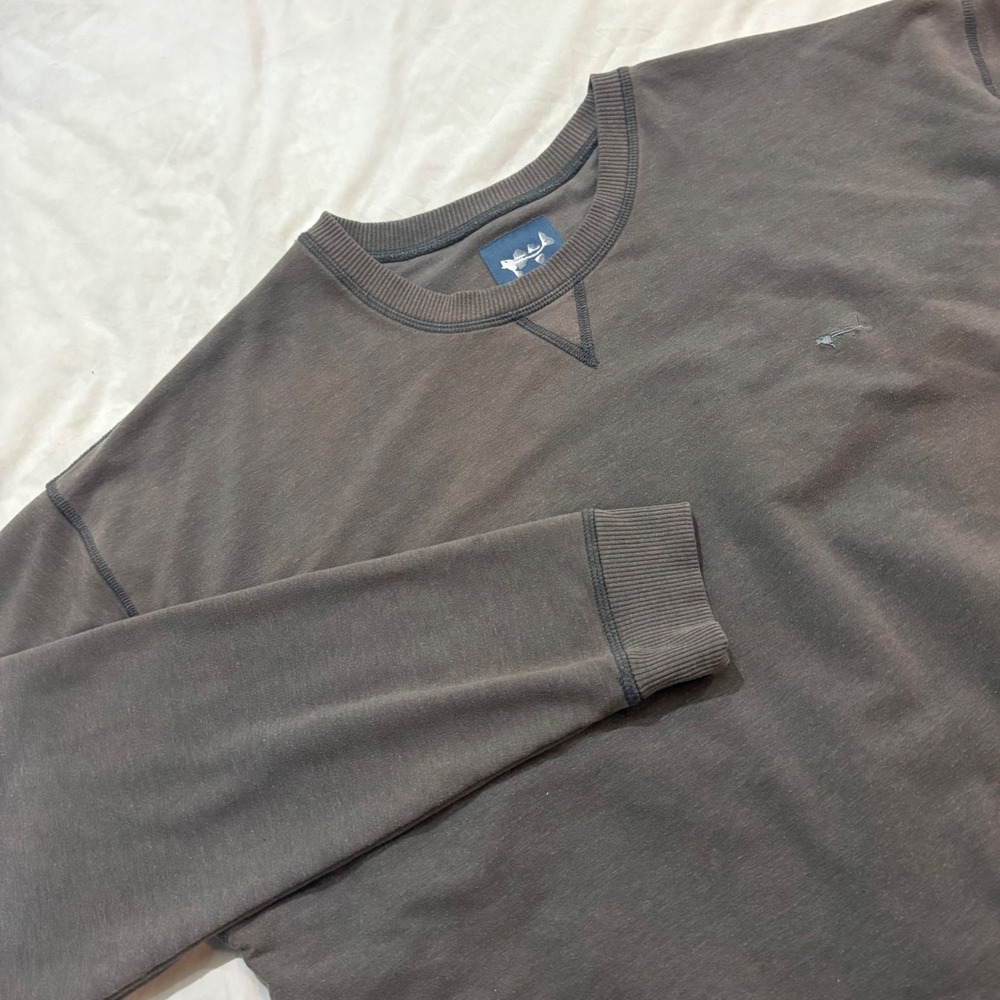Coastal Cotton Crew Neck Sweatshirt Gray Fish Bone Logo‎ Pullover XL